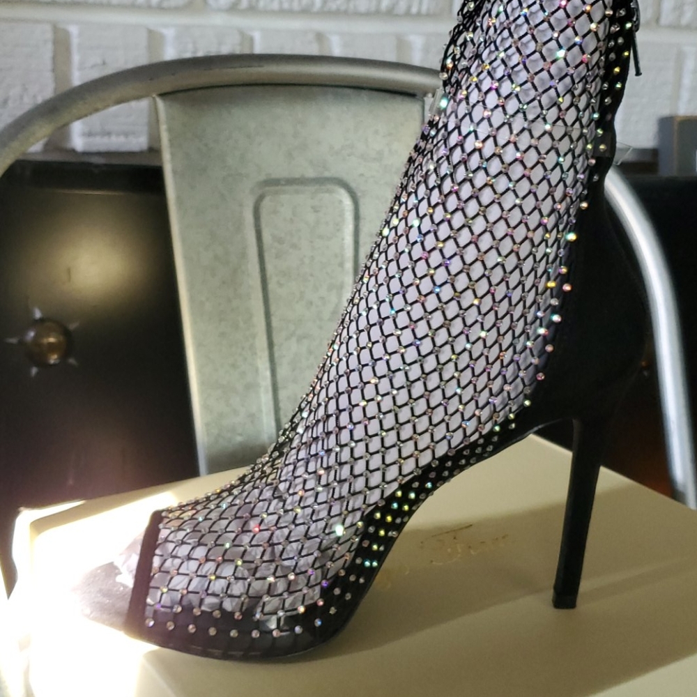 Fishnet Stiletto Sandals